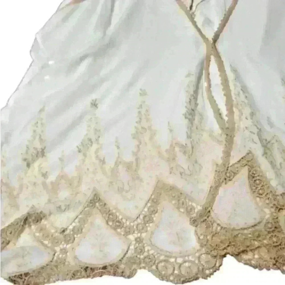 Altar'd State White Embroidered Kimono with Tan Embroidery Size S/M Boho - Picture 7 of 10